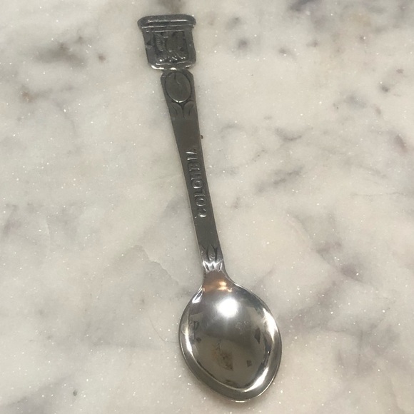VTG 900 Silver Columbia Mini Souvenir Collectible Spoon Coffee Bean Eagle 4” - Picture 2 of 4